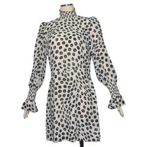 Reformation Archie Dress in the Black and White Twist Dot Print  Long Sleeves 12